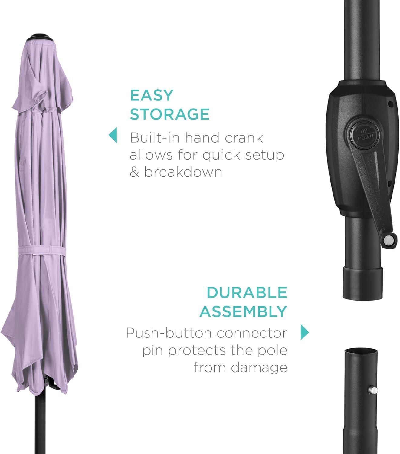 Best Choice Products 7.5ft Heavy-Duty Outdoor Market Patio Umbrella w/ Push Button Tilt, Easy Crank - Lavender