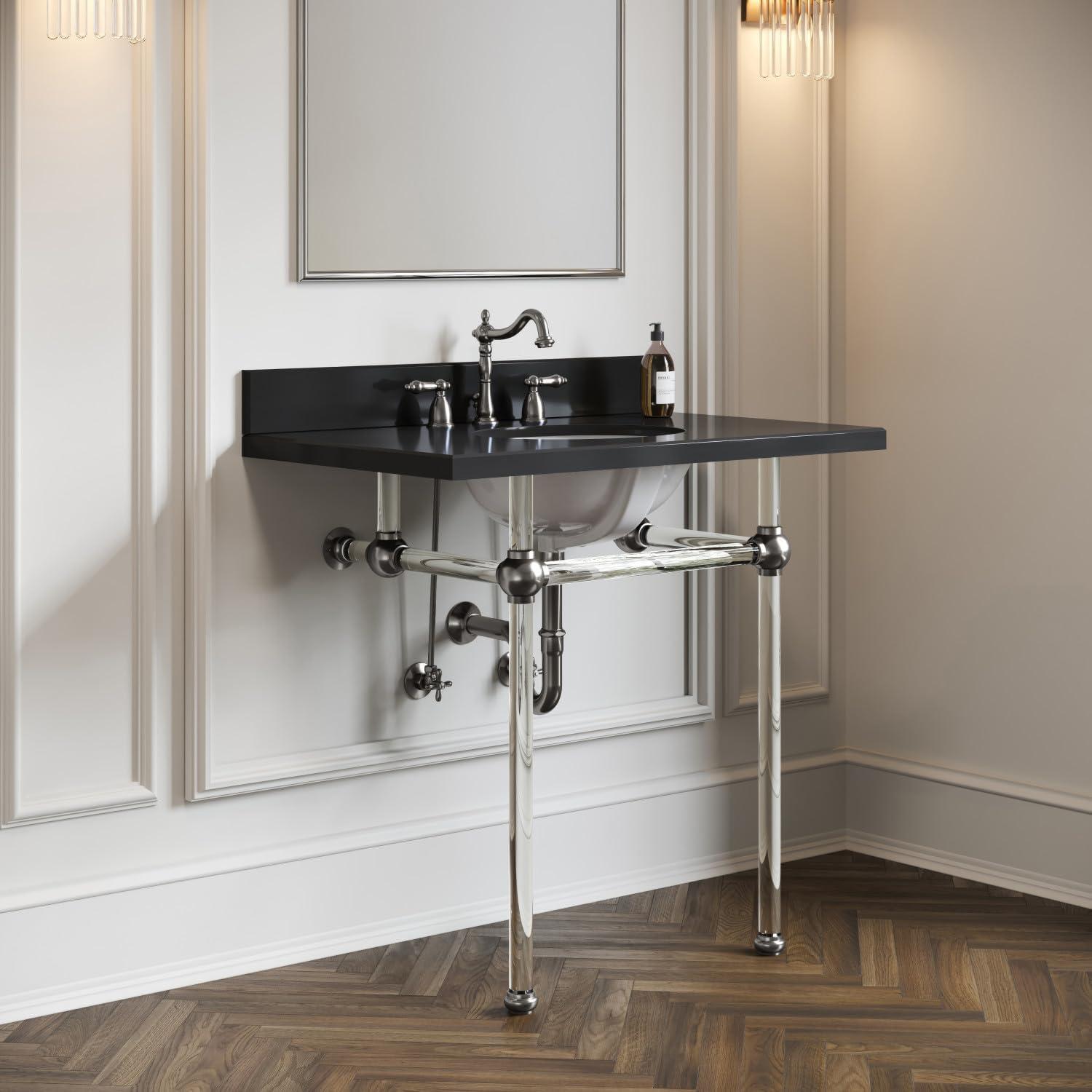 Kingston Brass Heritage Two-Handle 3-Hole Deck Mount Widespread Bathroom Faucet with Pop-Up Drain