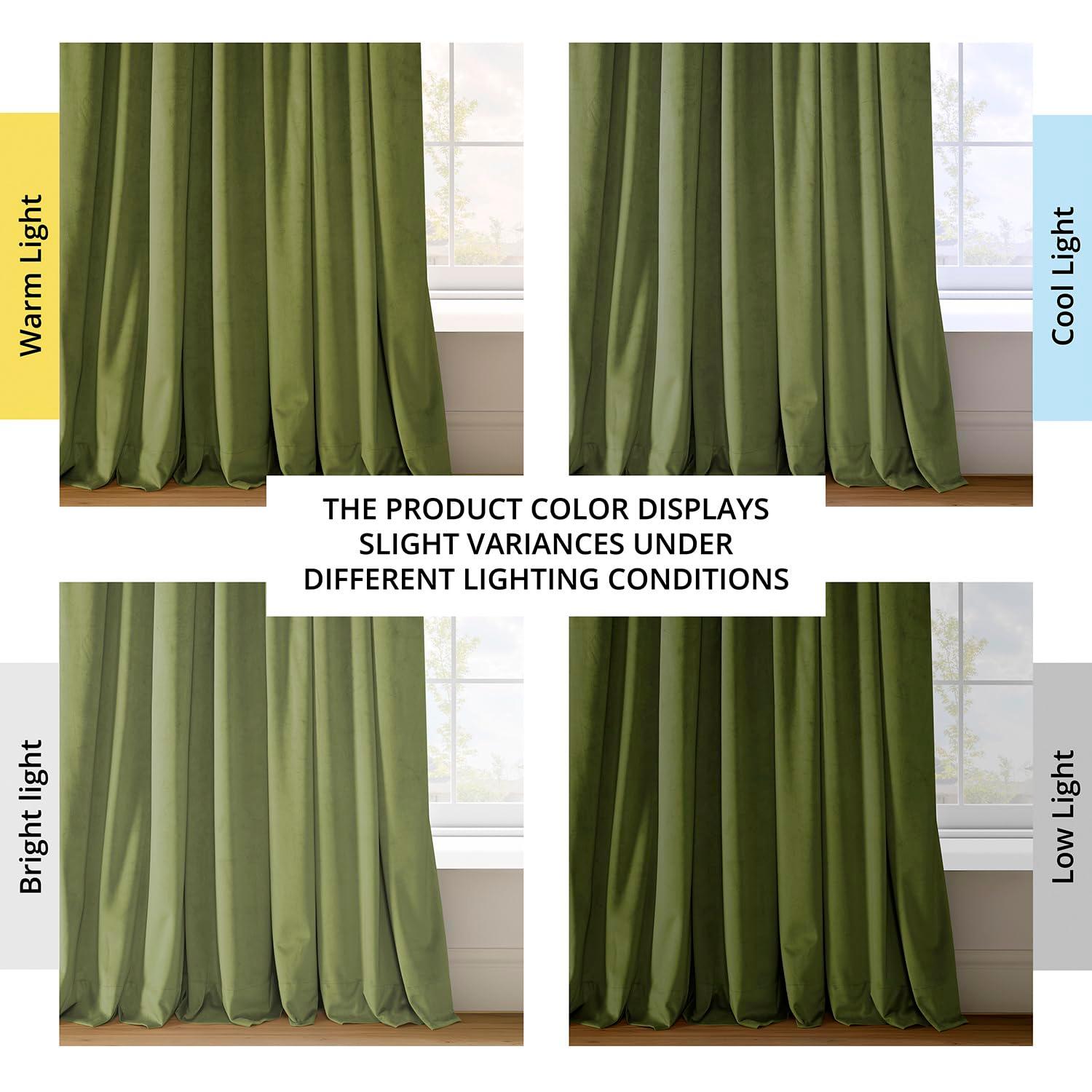Half Price Drapes Signature Basque Green Velvet Blackout Curtains For Bedroom(1 Panel), 50WX 84L