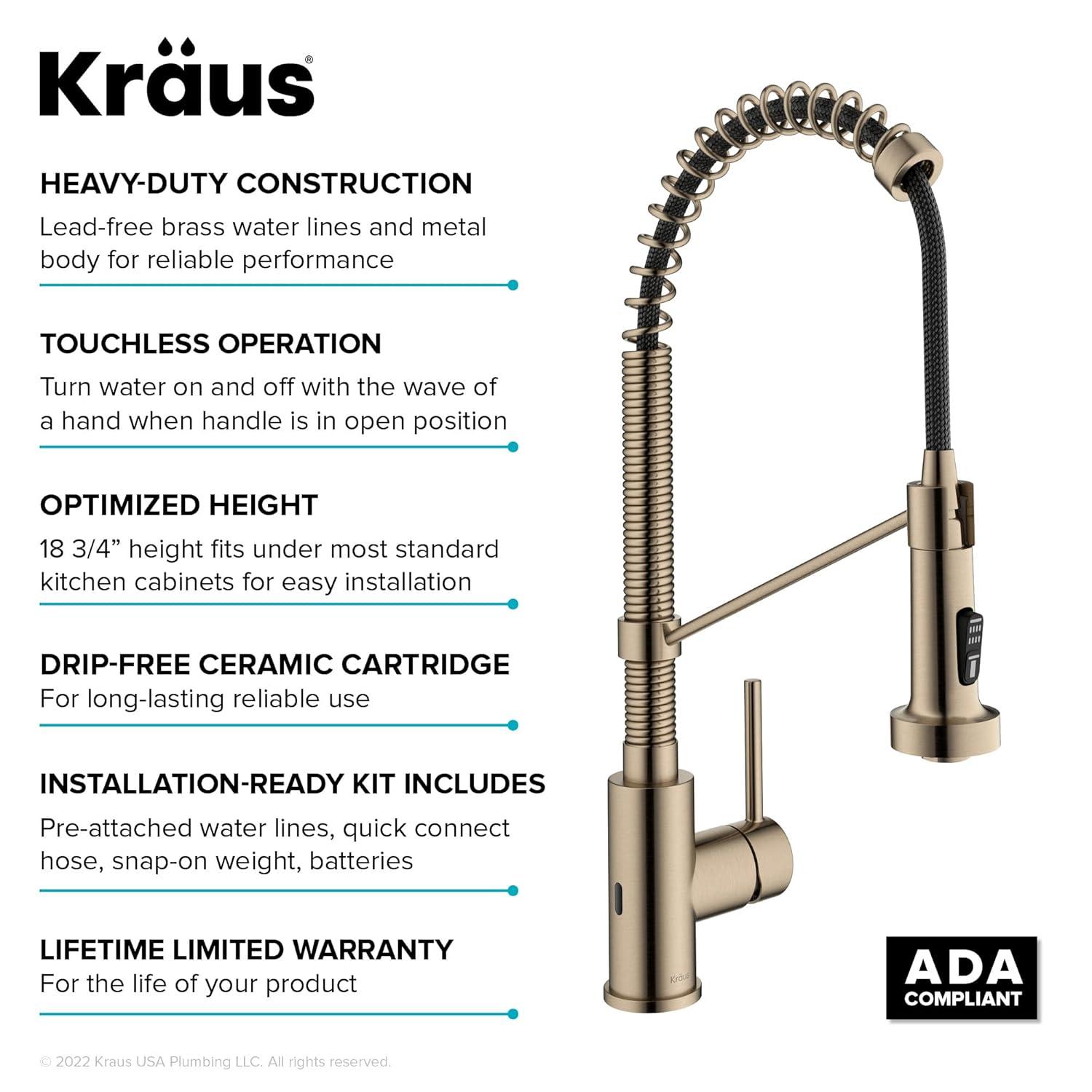 Kraus Bolden Touchless Sensor Commercial Style 2-Function Single Handle Pull-Down Kitchen Faucet