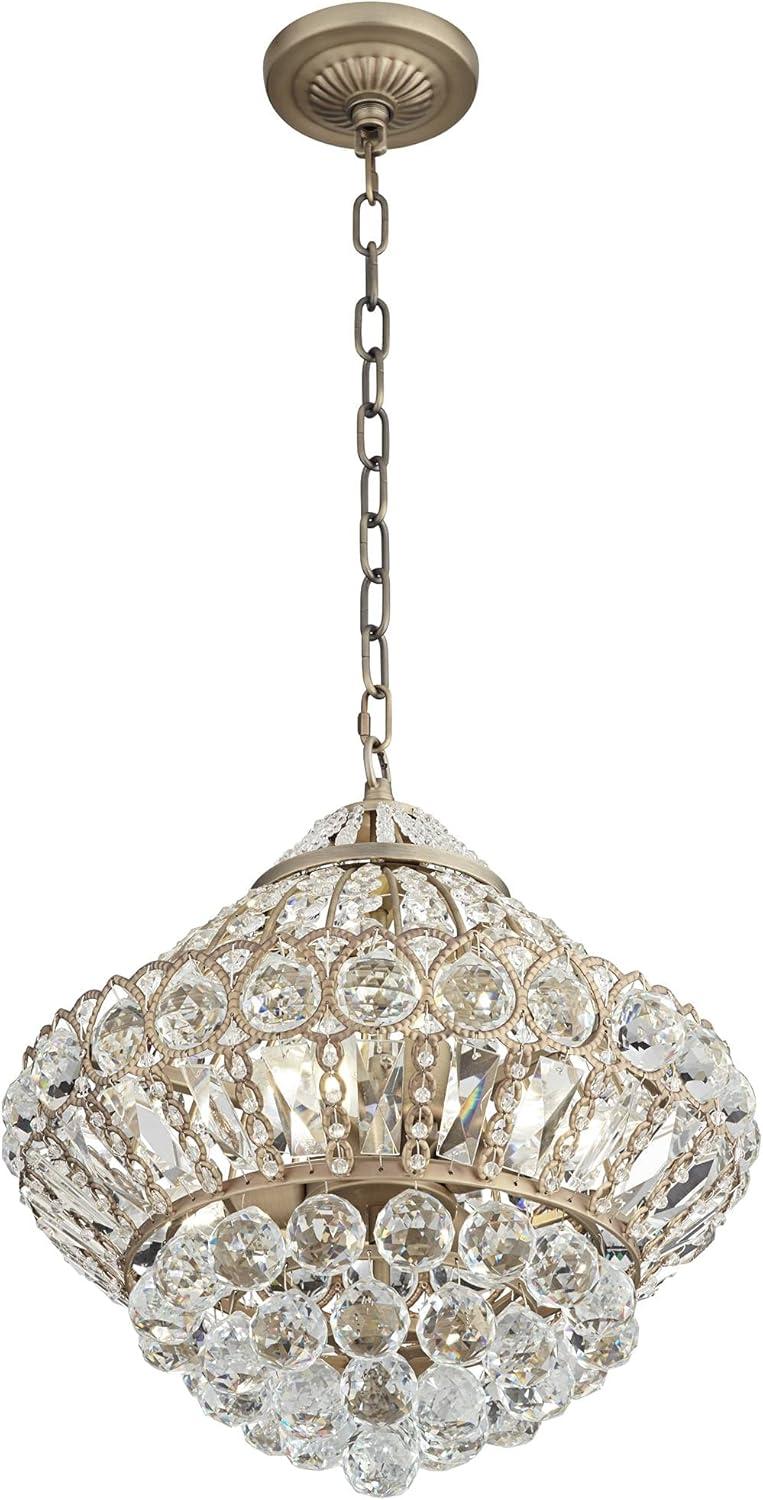 Vienna Full Spectrum Wallingford Antique Brass Chandelier 16" Wide French Crystal Glass 6-Light Fixture for Dining Room House Kitchen Island Entryway