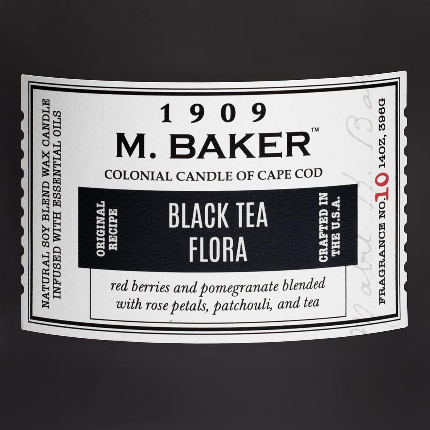 Colonial Candle M Baker Black Tea Flora Scented Jar Candle, 2 Wick, 14 oz, 60 Hours Burn, Floral