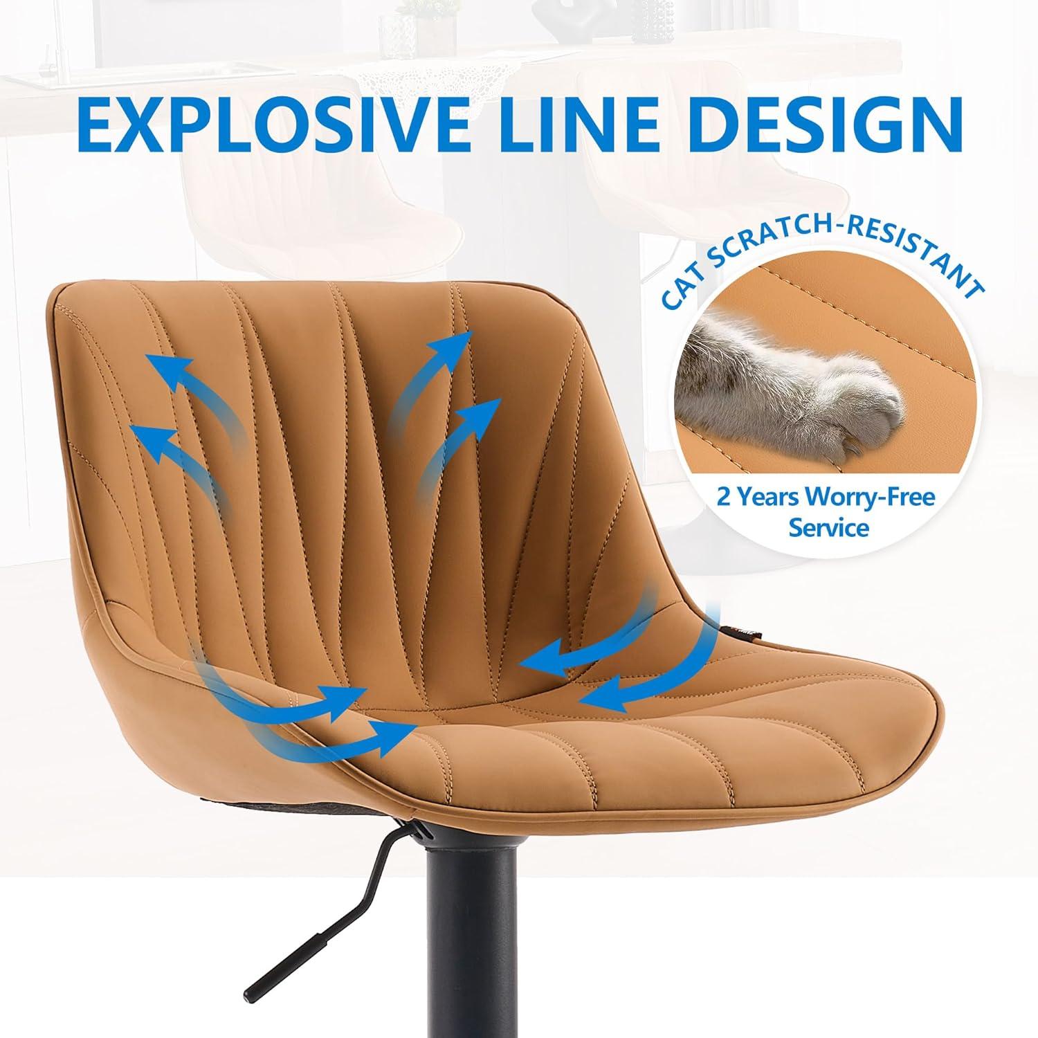 walsunny Swivel Upholstered Adjustable Height Counter Stool with Metal Frame (Set of 2)