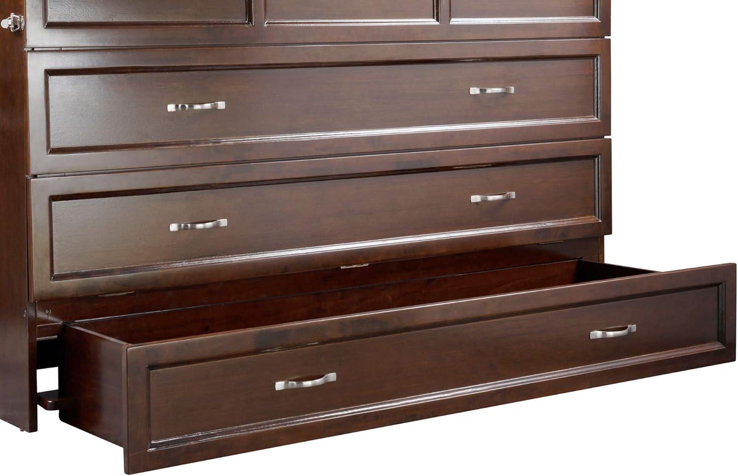 Queen Deerfield Murphy Bed Chest with Charging Station Walnut - AFI: Space-Saving Design, No Box Spring Needed