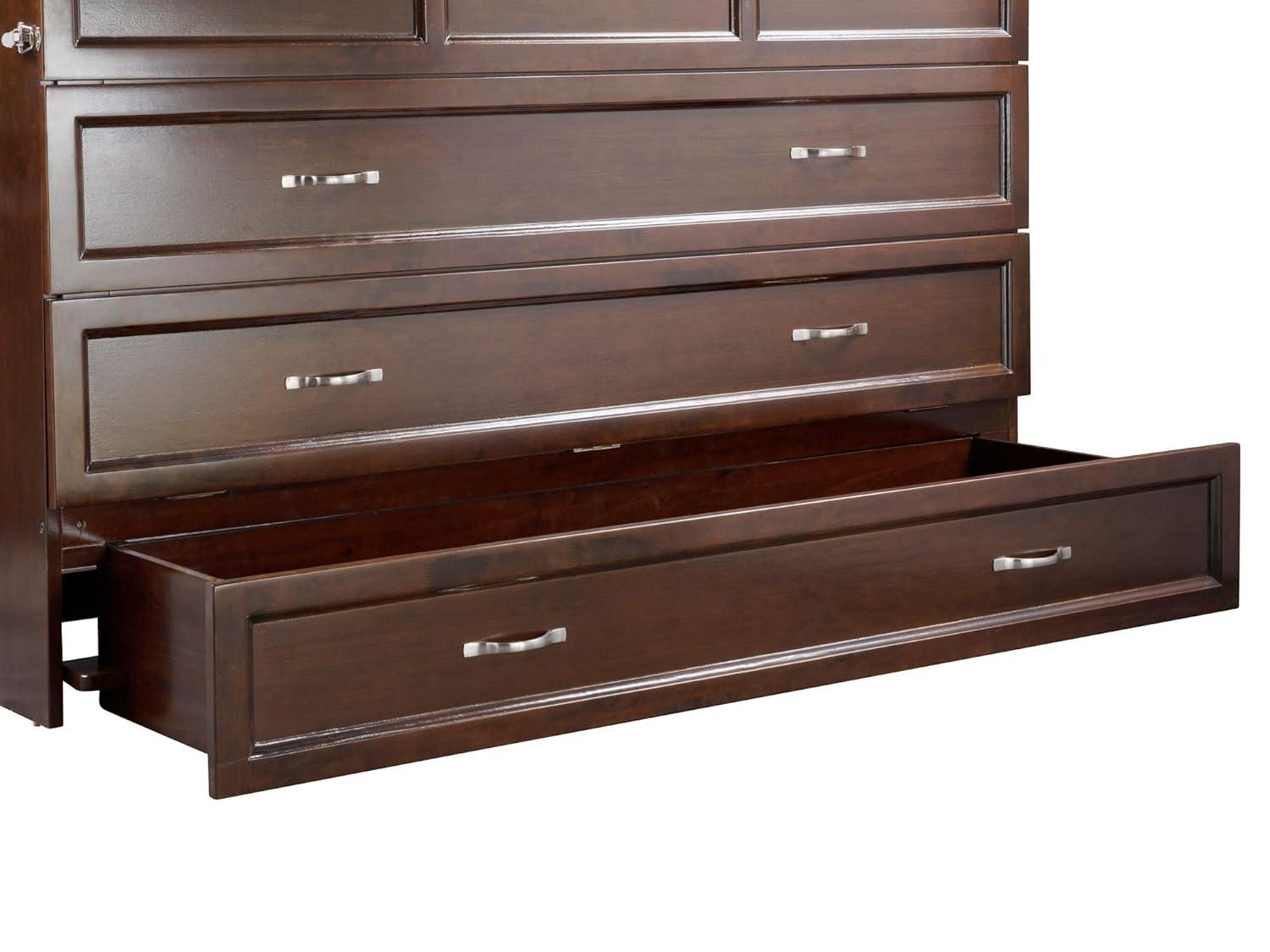 Queen Deerfield Murphy Bed Chest with Charging Station Walnut - AFI: Space-Saving Design, No Box Spring Needed