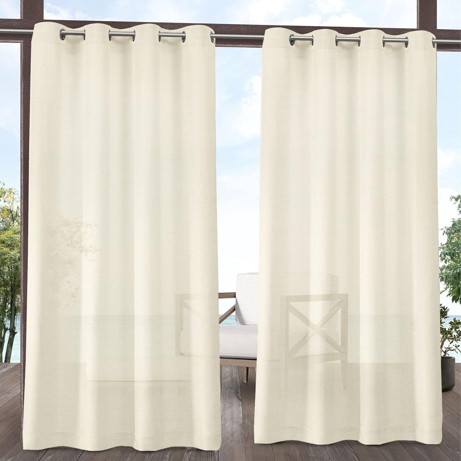 Set of 2 Miami Indoor/Outdoor Textured Sheer Grommet Top Window Curtain Panel - Exclusive Home