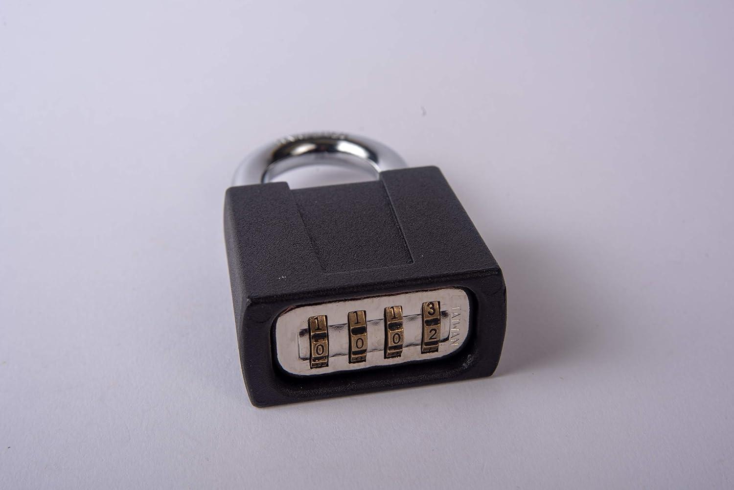 Black Diecast 4-Dial Combination Padlock with Epoxy Finish