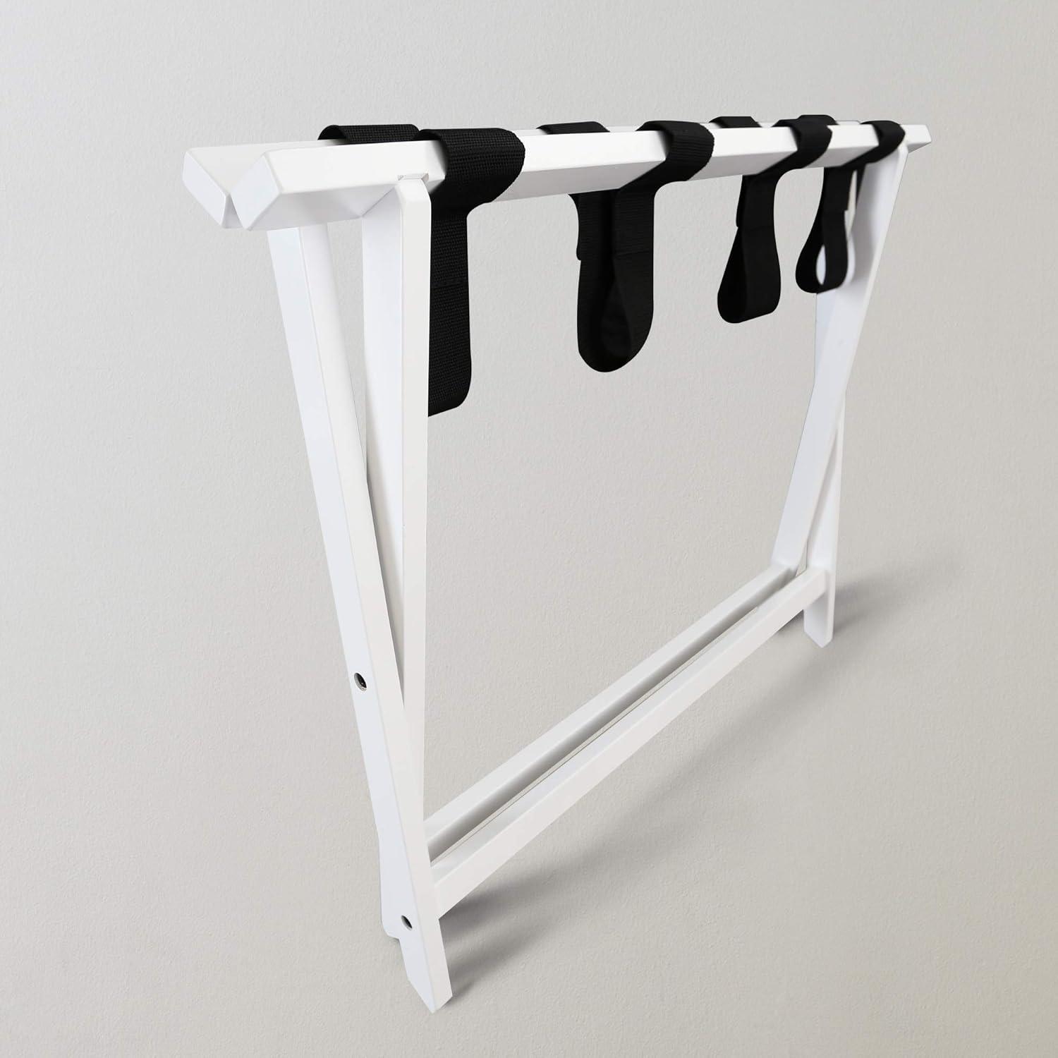 Extra Wide Foldable Solid Wood Fully-Assembled Luggage Rack White