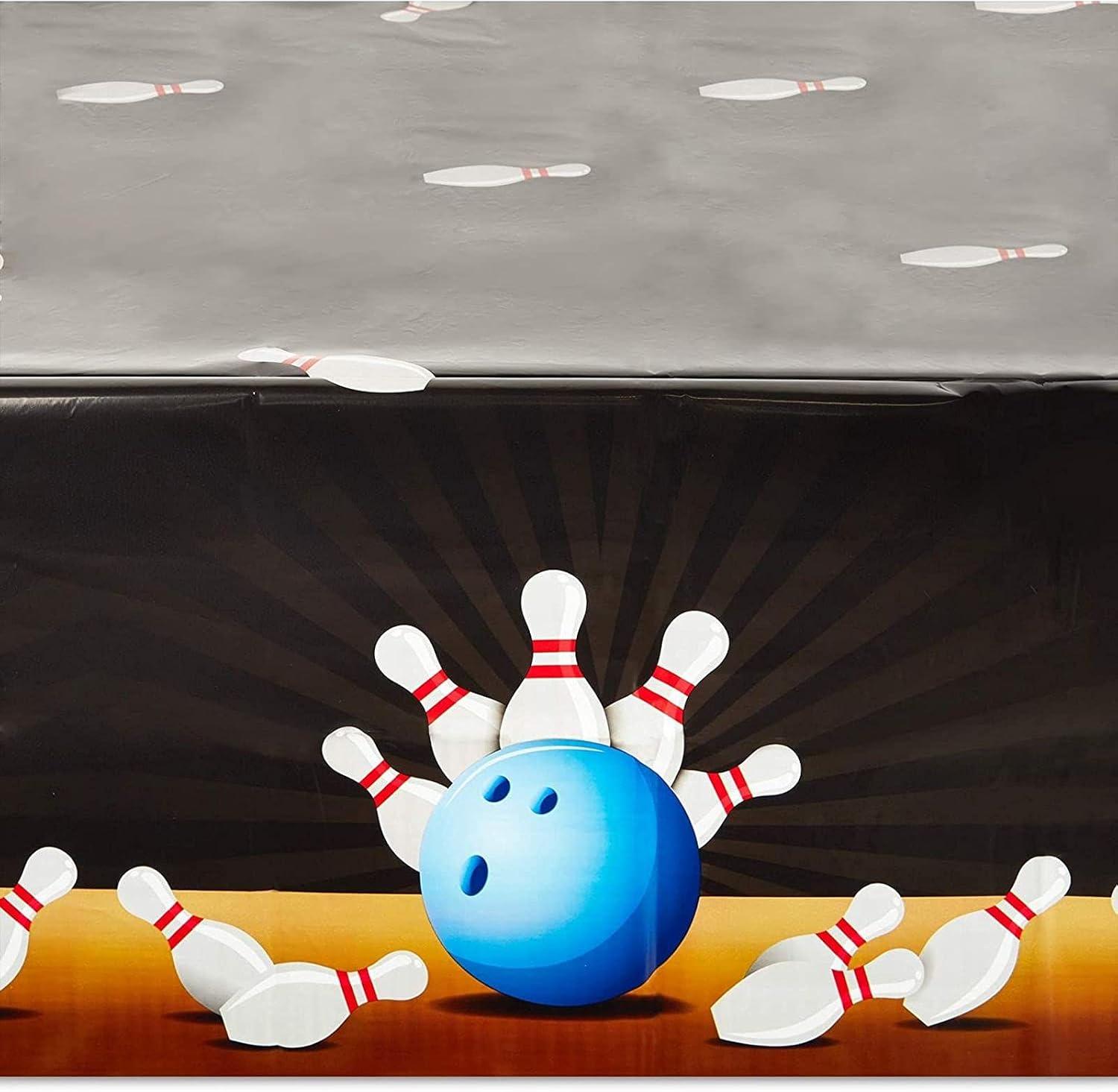 Bowling Tablecloth for Birthday Party (54 x 108 in, 3 Pack)