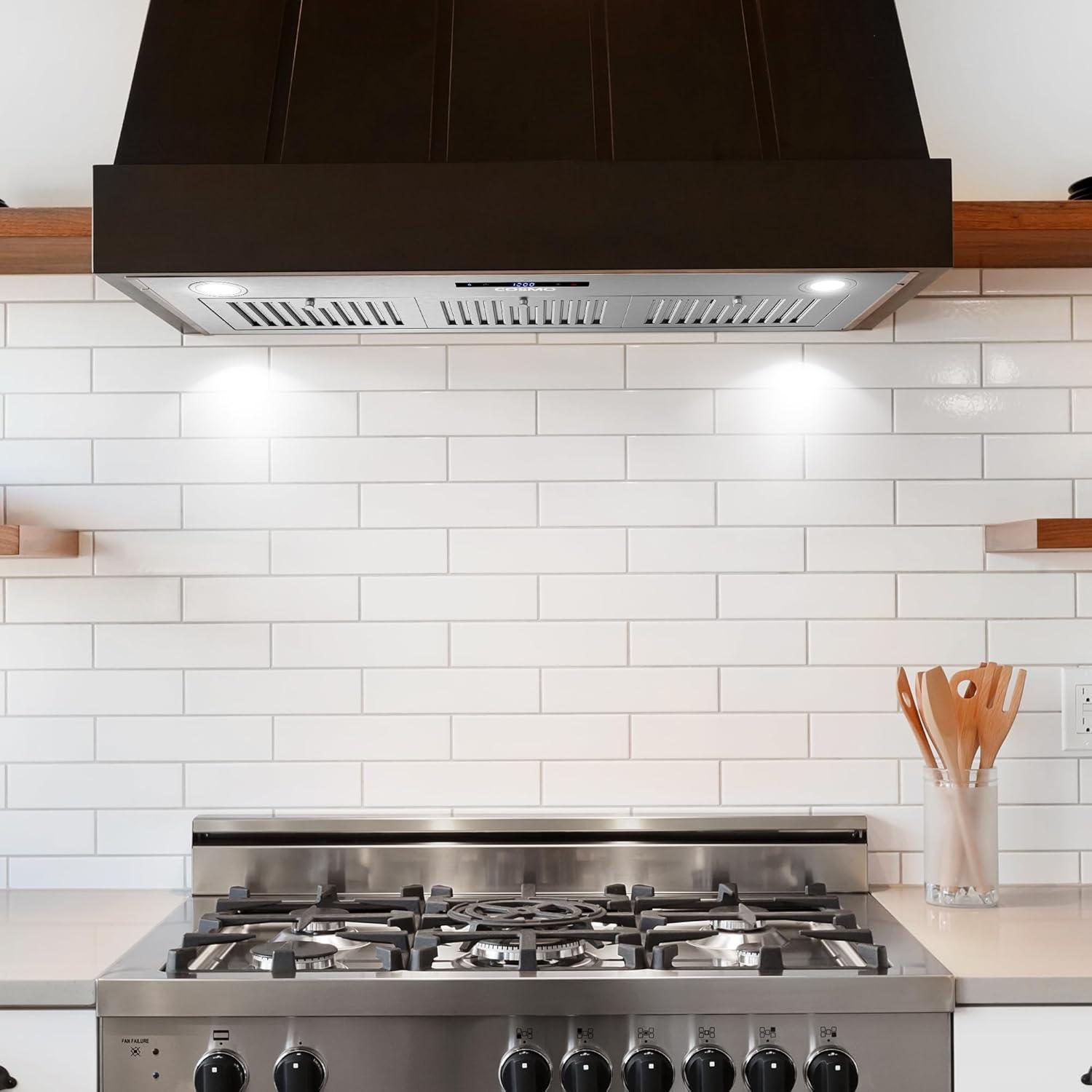 Cosmo 36" 380 Cubic Feet Per Minute Ducted (Vented) Insert Range Hood (Part number: COS-36IRHS)