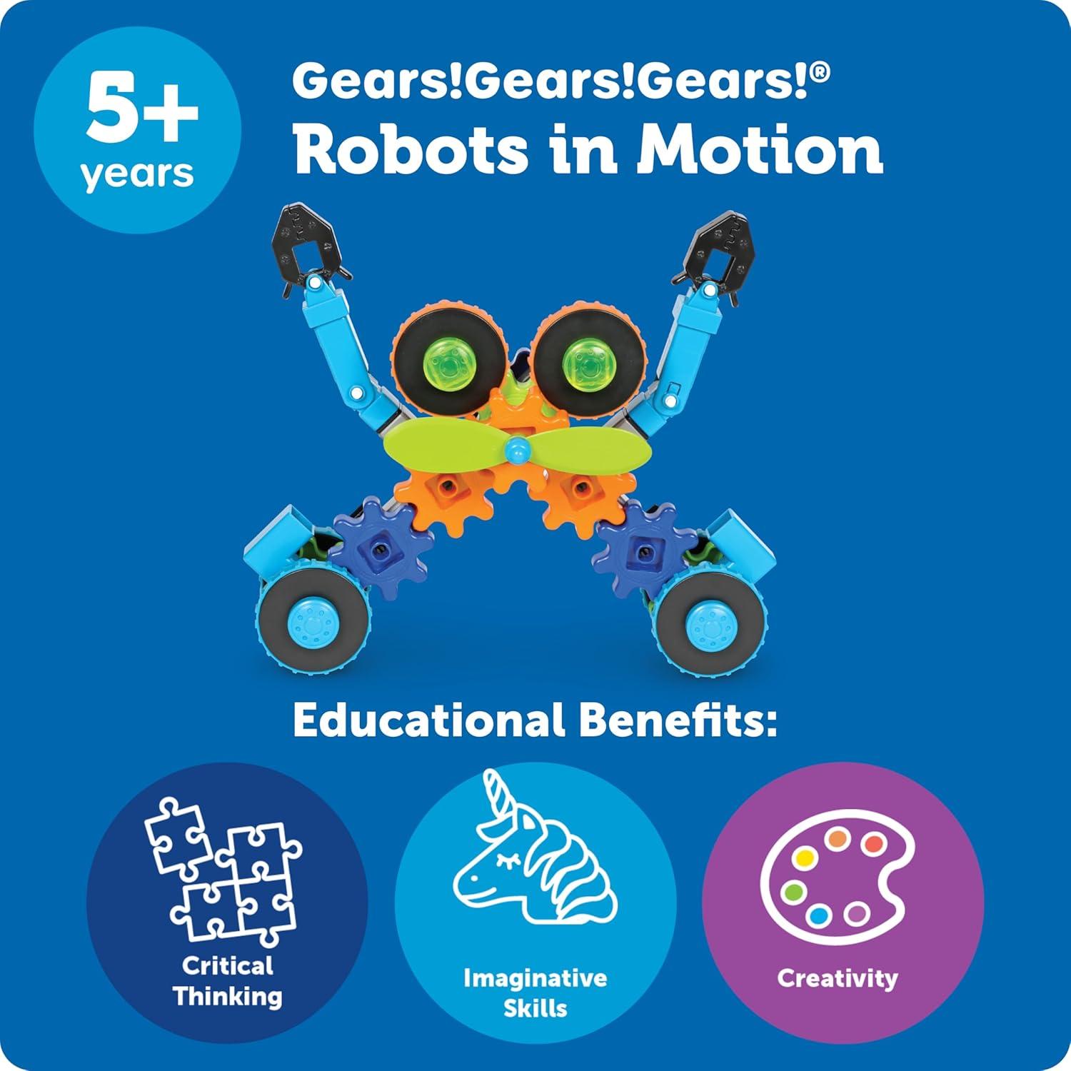 Learning Resources Gears! Gears! Gears! Robots in Motion, Engineering Toy for Kids Ages 5