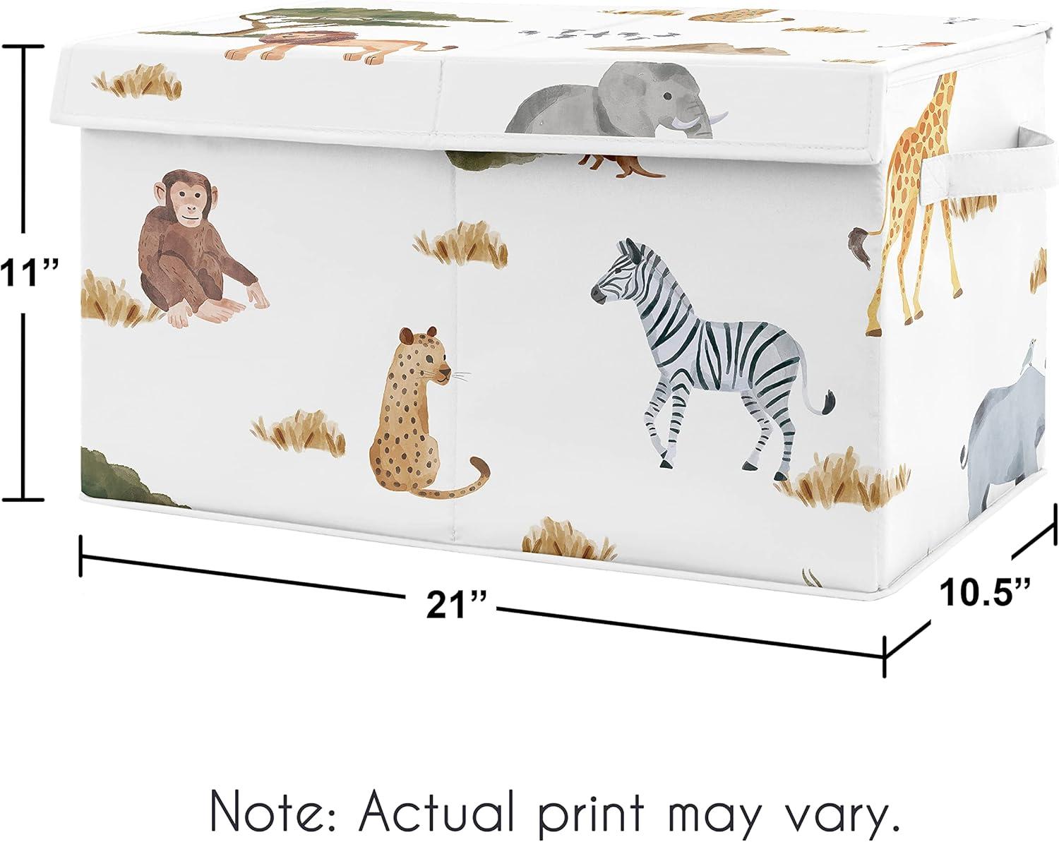 Sweet Jojo Designs Boy or Girl Gender Neutral Unisex Fabric Storage Toy Bin Jungle Animals Multicolor