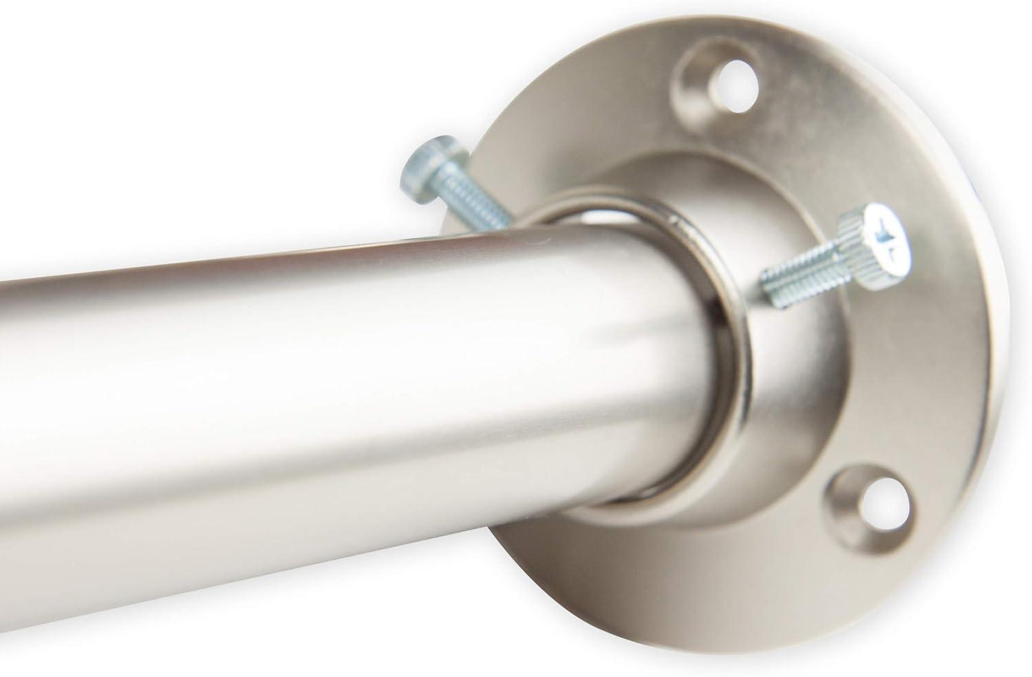 Satin Nickel Adjustable Steel Curtain Pole with Socket Set