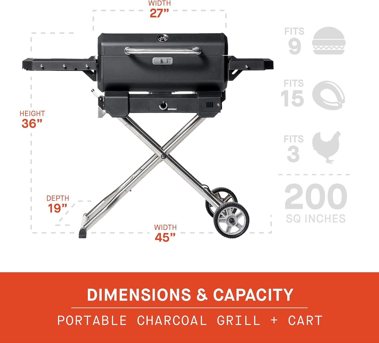 Masterbuilt Portable Charcoal Grill with Cart