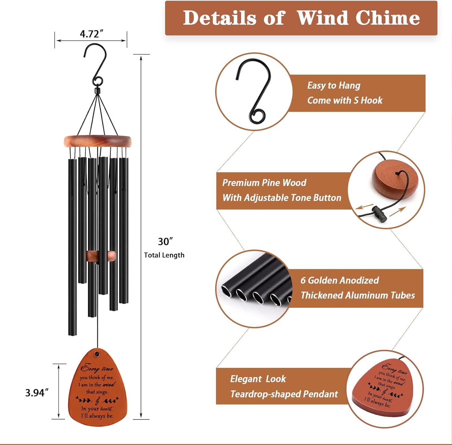 Sympathy Gifts for Loss of Loved One 32" Memorial Wind Chimes for Loss of Loved One Bereavement Condolence Gifts Sympathy Windchimes Memory Wind Chime with Memorial Card