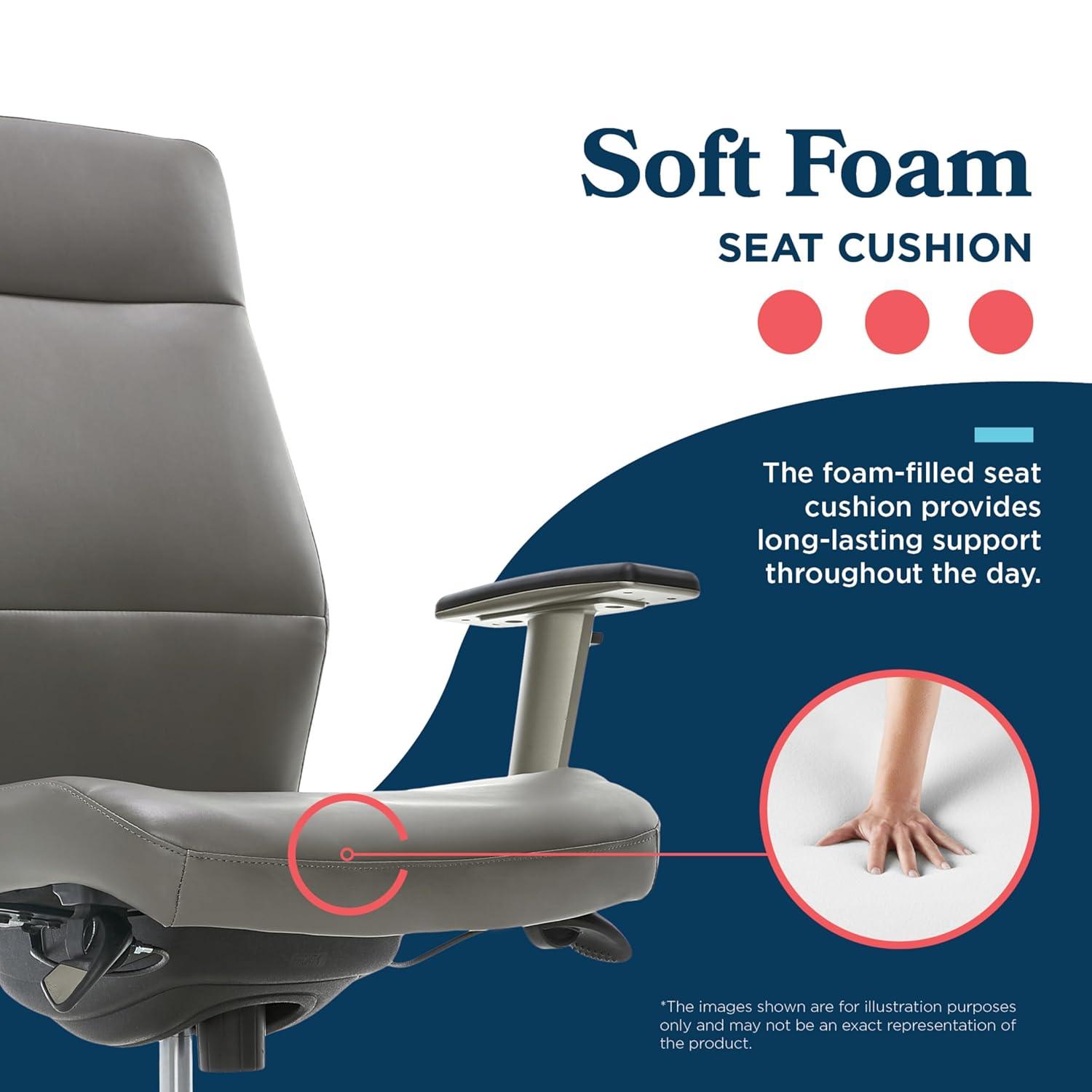 La-Z-Boy Baylor Bonded Leather Adjustable Ergonomic Executive Office Chair with Lumbar Support