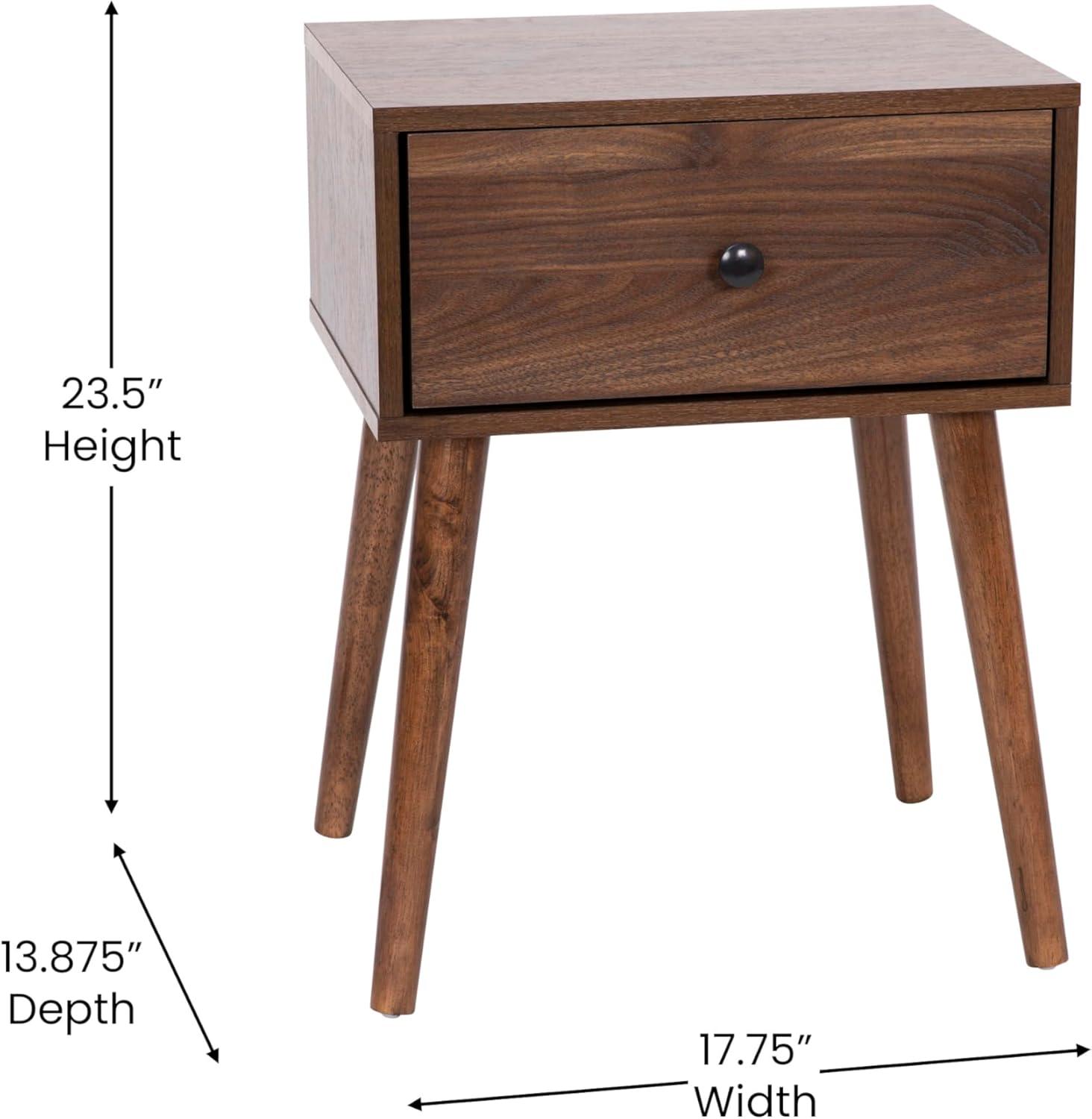 Walker Edison 2-Piece Mid-Century Solid Pine Wood Bedroom Nightstand in Walnut