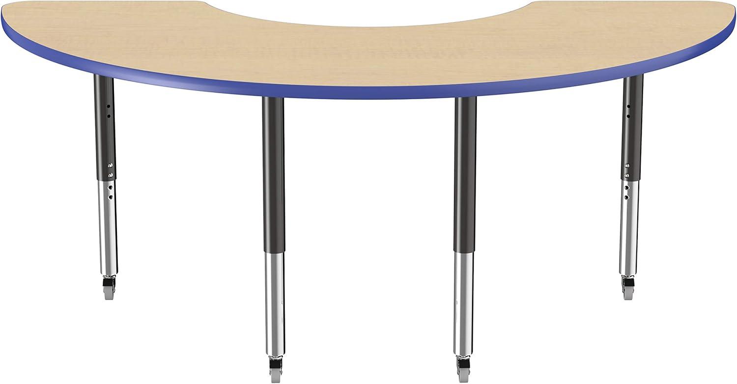 36" x 72" Half Moon T-Mold Activity Table with Adjustable Legs