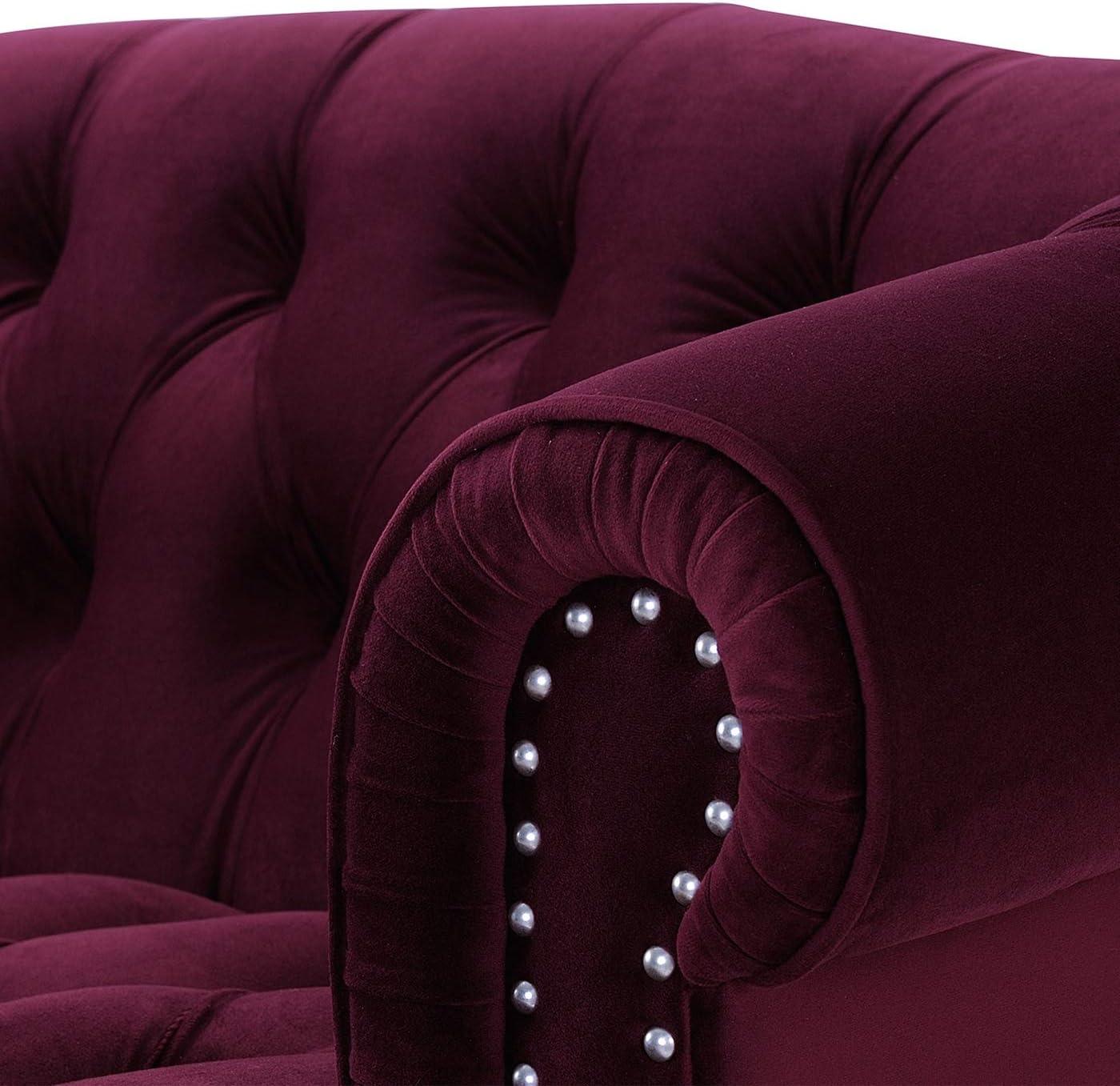 La Rosa 68.5" Victorian Chesterfield Loveseat Burgundy