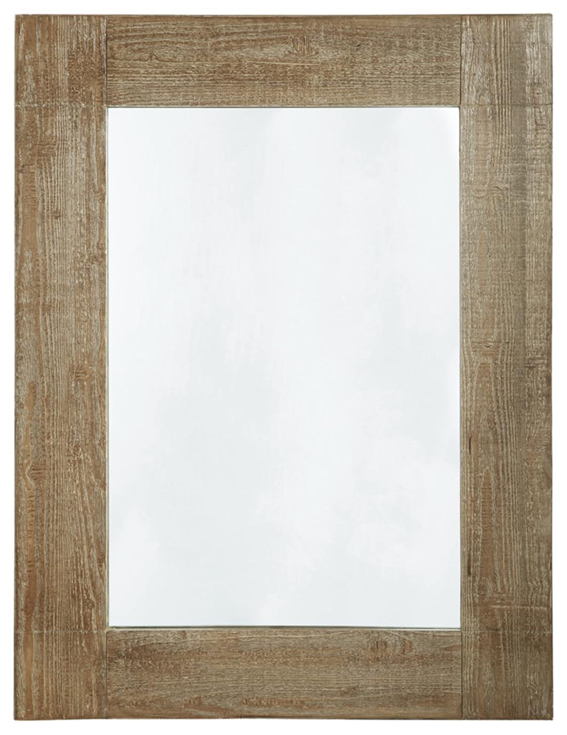 Signature Design by Ashley Casual Waltleigh Accent Mirror  Distressed Brown