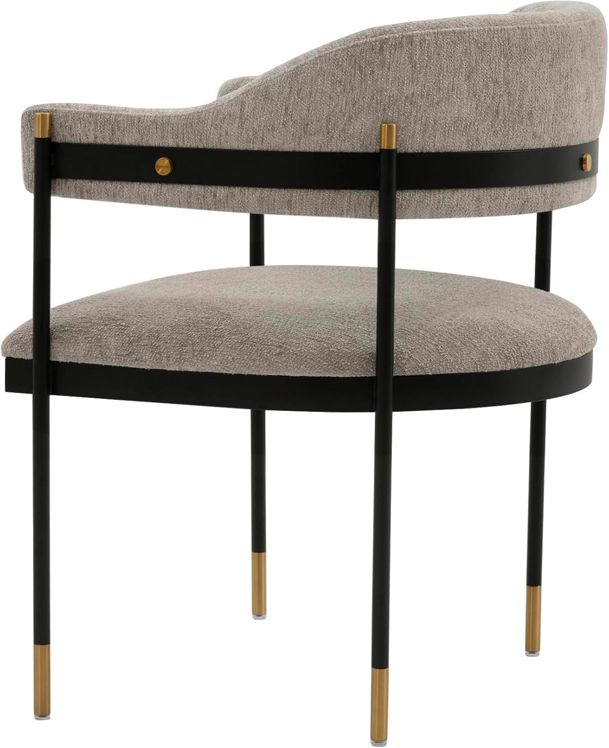Set of 2 Lia Modern Boucle Upholstered Dining Armchairs Stone Gray - Manhattan Comfort: Brushed Gold Accents, No Assembly Required