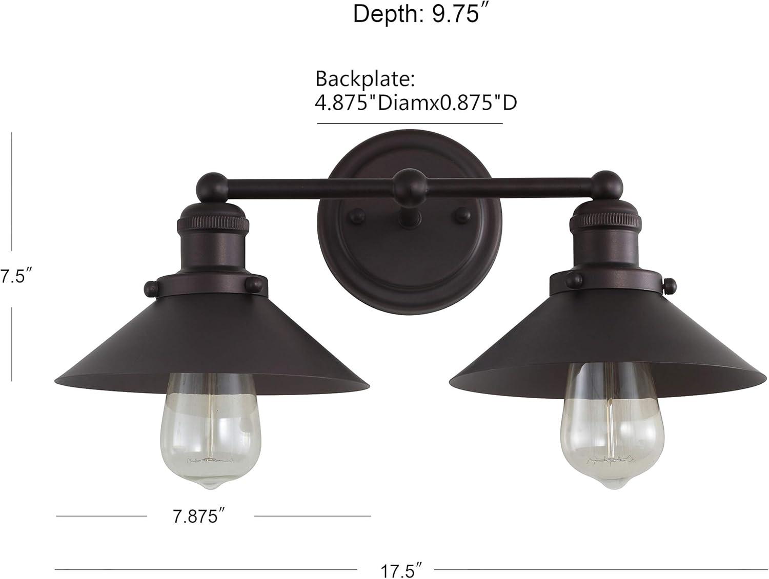 July 17.5" 2-light Metal Vanity Light, Oil Rubbed Bronze