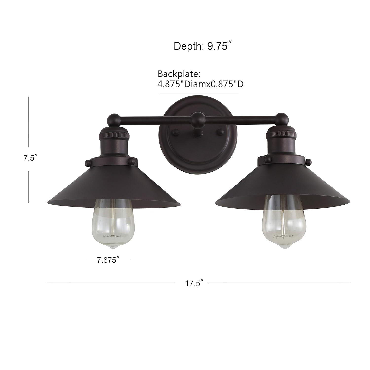 July 17.5" 2-light Metal Vanity Light, Oil Rubbed Bronze