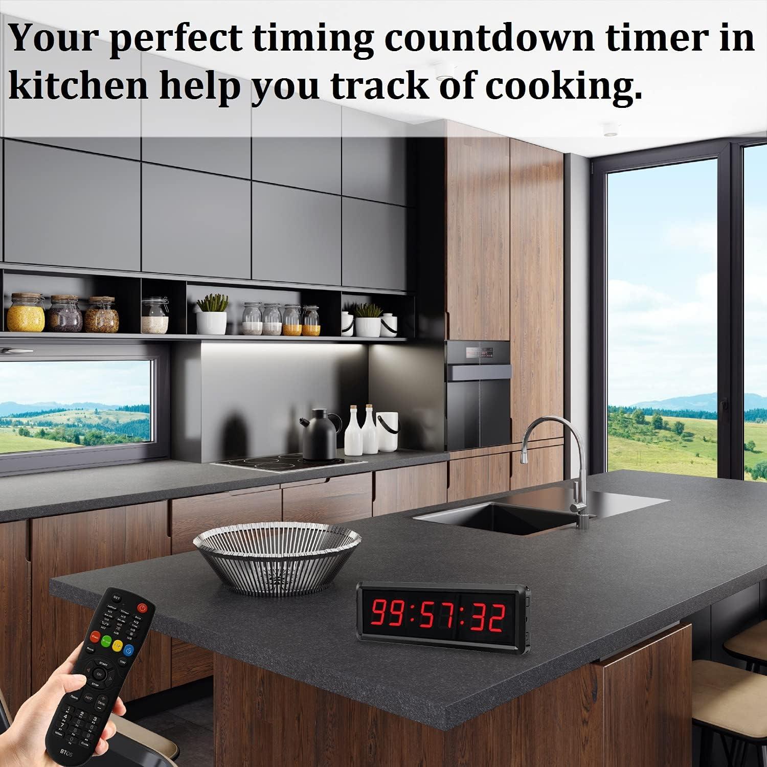 Black LED Digital Countdown Wall Clock with Remote