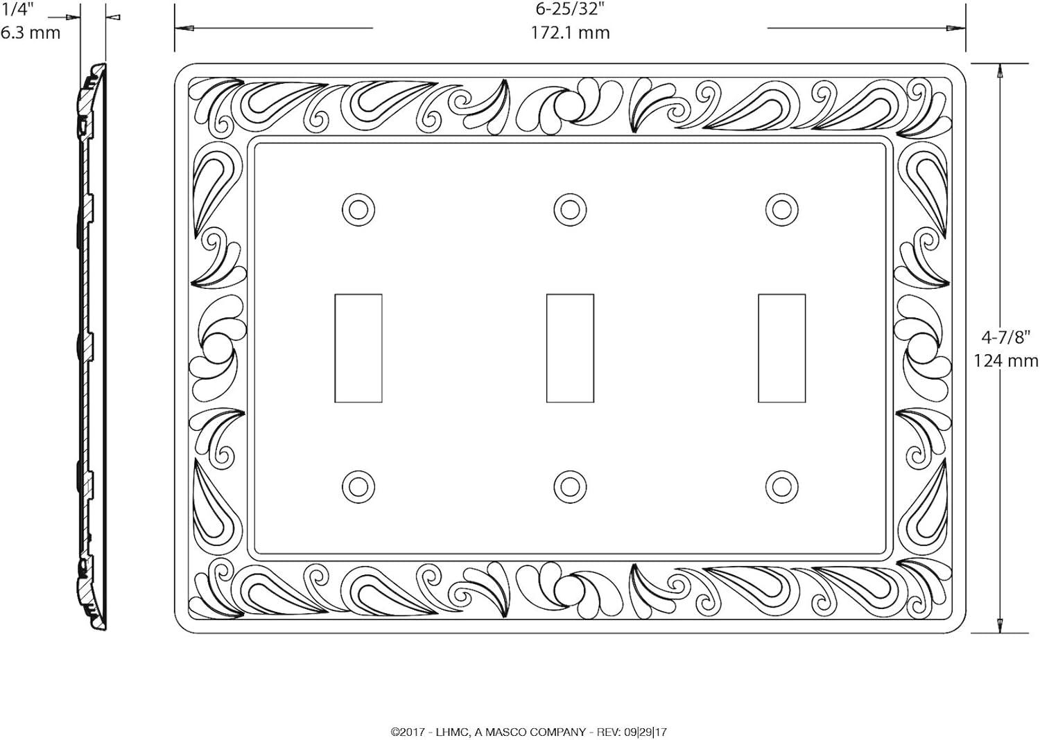 Paisley 3-Gang Toggle Light Switch Wall Plate