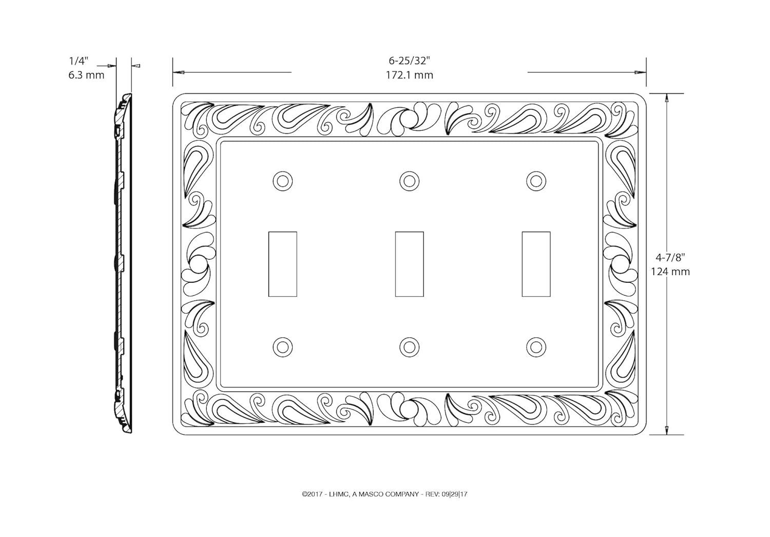 Paisley 3-Gang Toggle Light Switch Wall Plate
