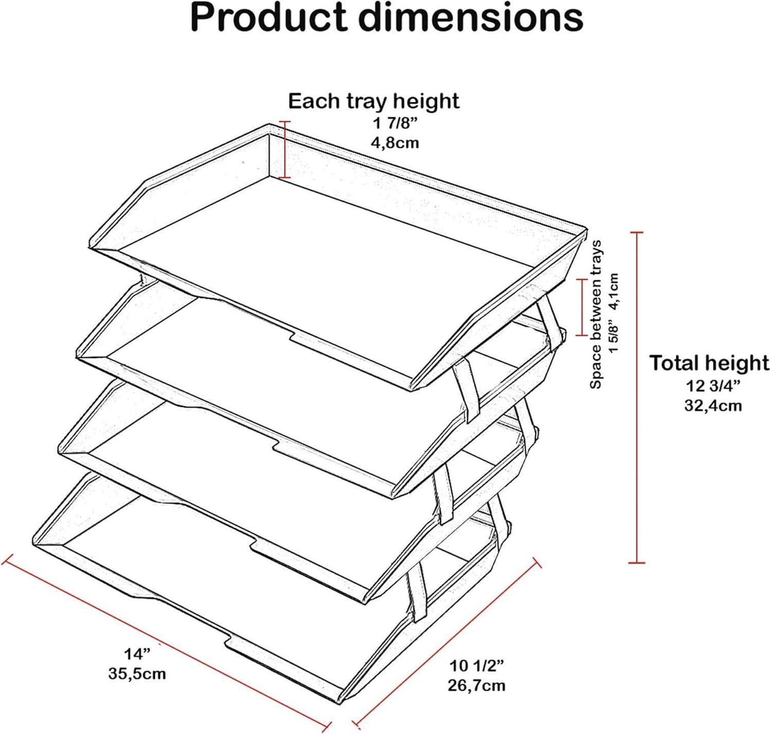 Clear 4-Tier Plastic Letter Tray with Aluminum Brackets