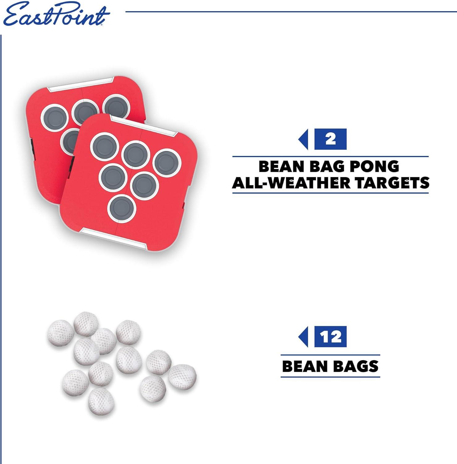 EastPoint Sports Bean Bag Pong Cornhole Game, Includes 2 Bean Bag Pong Targets, 4 Bean Bag Balls, 12 Discs, and Set of Game Rules