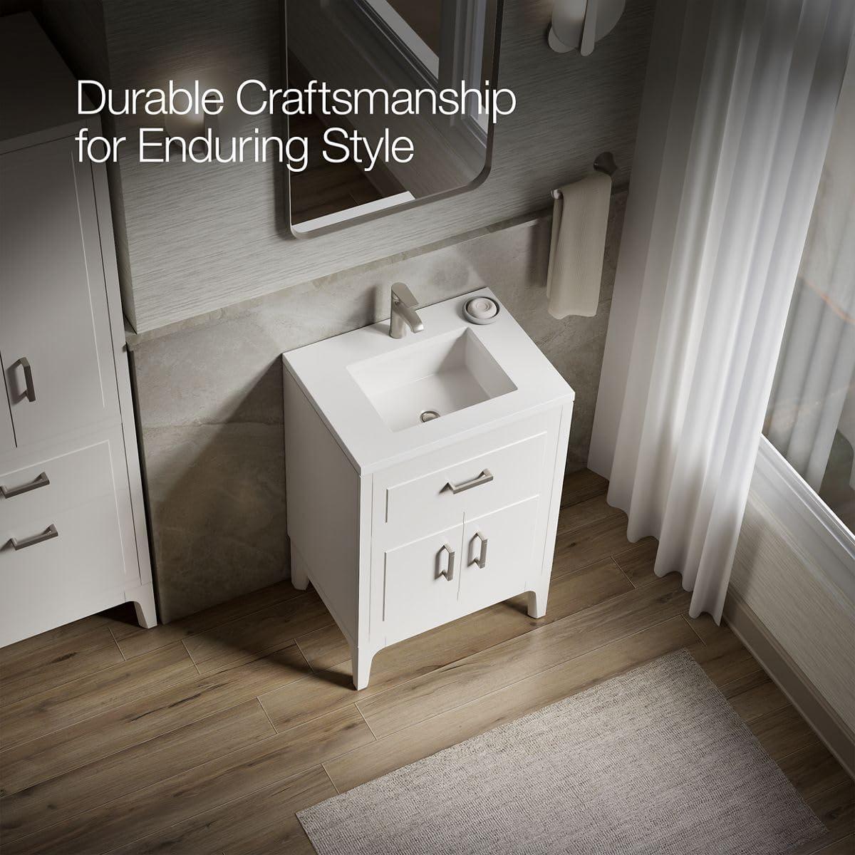 Seer 24" Freestanding Single Bathroom Vanity Cabinet with Sink and Quartz Top