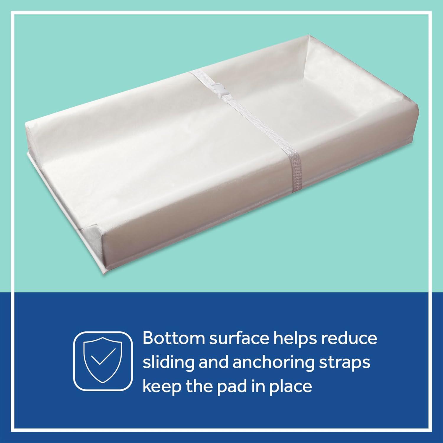 Sealy Baby Sealy Baby Soybean Comfort 3-Sided Waterproof Contoured Baby Diaper Changing Pad for Dresser or Changing Table, Baby Changing Pad - White, 32” x 16”