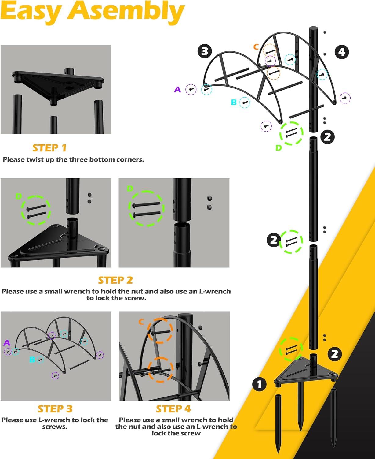 Black Heavy-Duty Freestanding Metal Garden Hose Holder