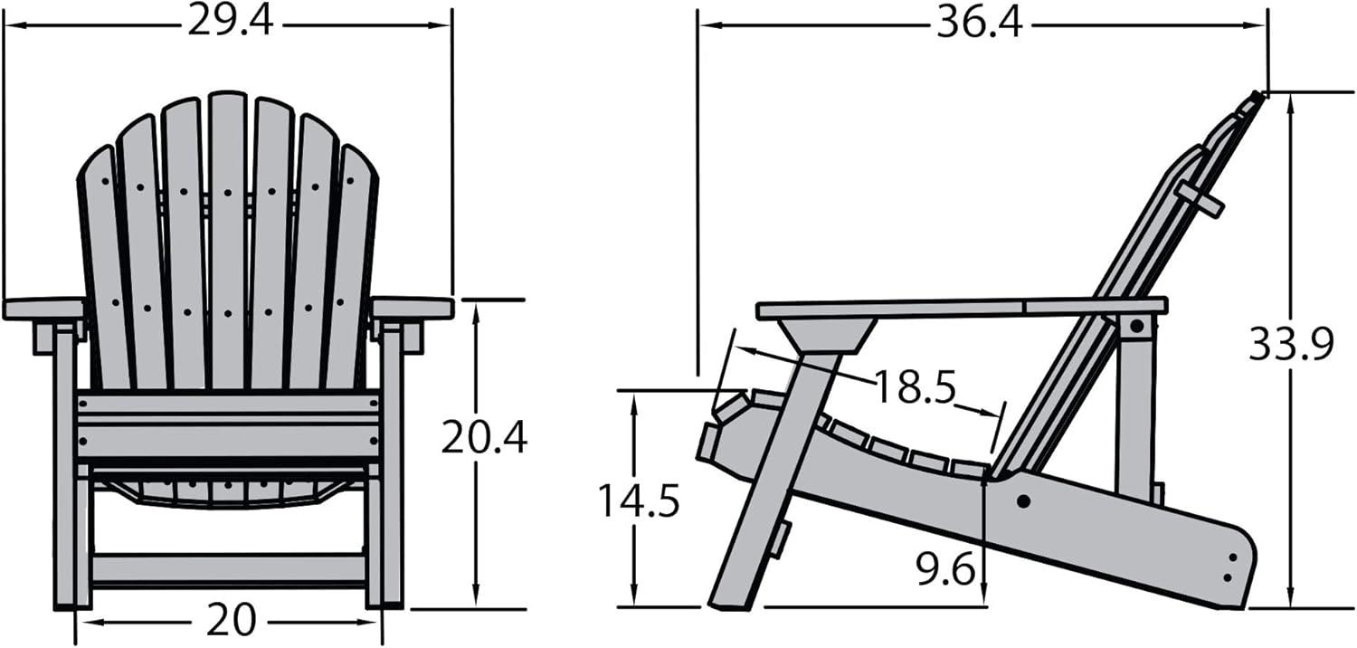 Nantucket Blue Folding Reclining Adirondack Chair with Arms