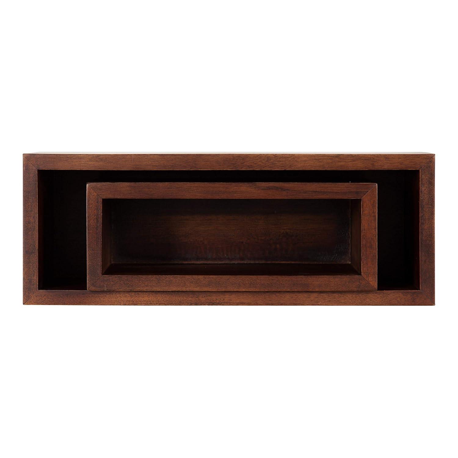 Kate and Laurel Domio Mid-Century Pocket Wall Organizer, Set of 2, Walnut Brown, Wood Office Organizer for Wall