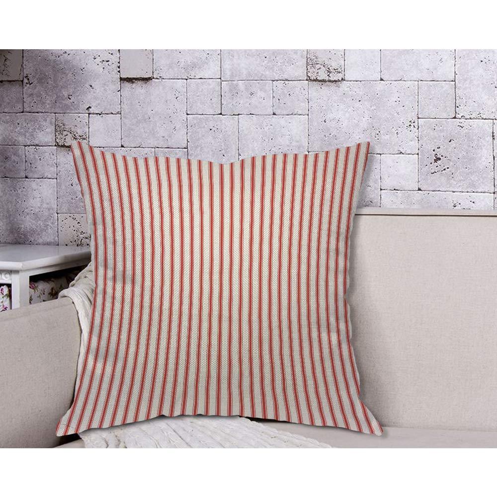 AOYEGO Red Vertical Stripe Throw Pillow Cover Streaks Red and White Line Background Fashion Striped Simple Repeat Pillow Case 18x18 Inch Decorative Men Women Room Cushion Cover for Home Couch