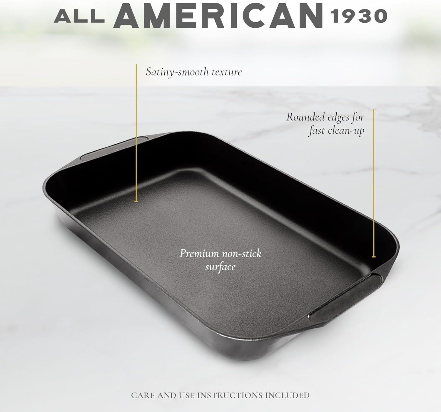 All American Roast Bake Pan Griddle, Durable Nonstick Cast Aluminum