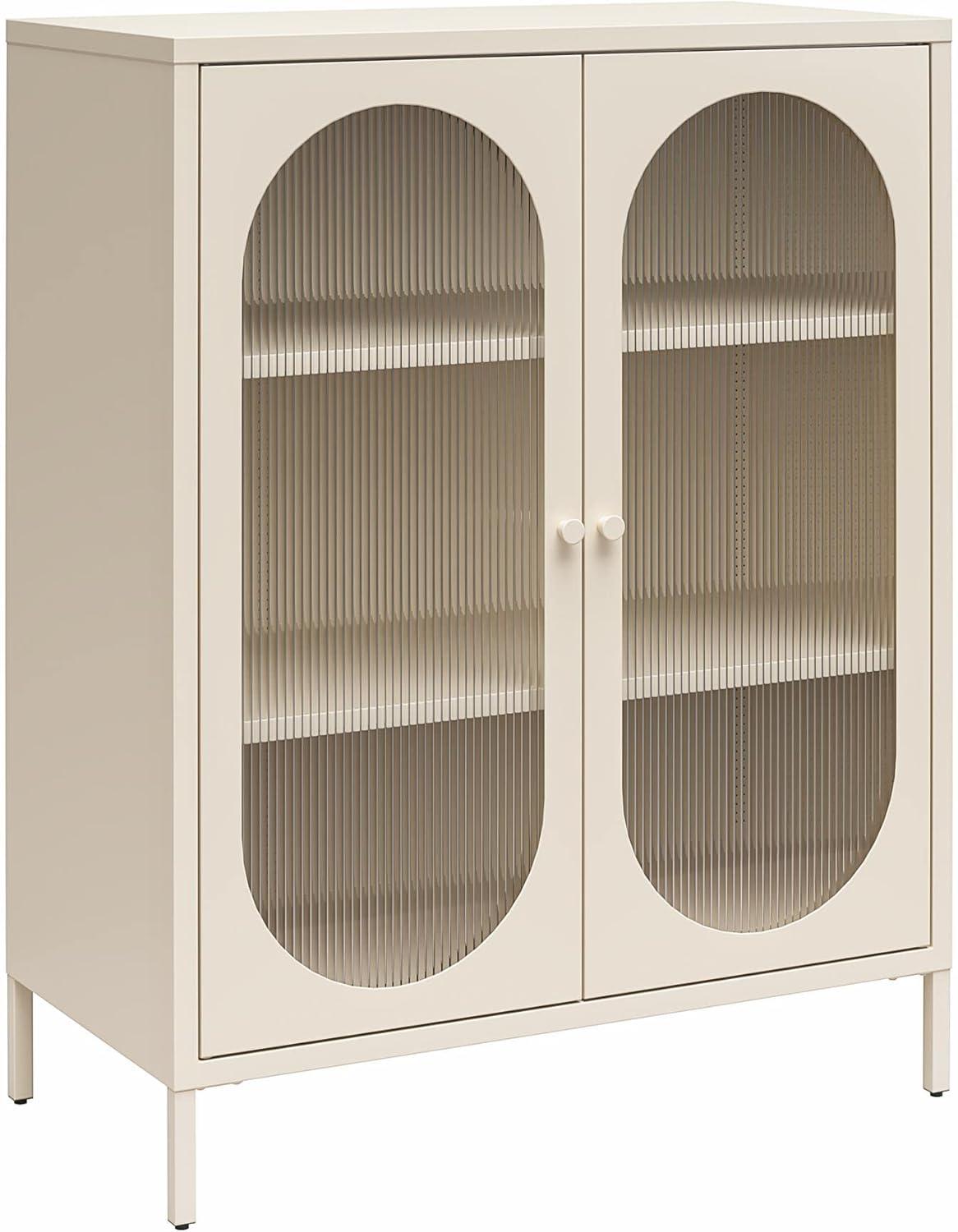 Luna 39.96'' Tall Accent Cabinet with Fluted Glass