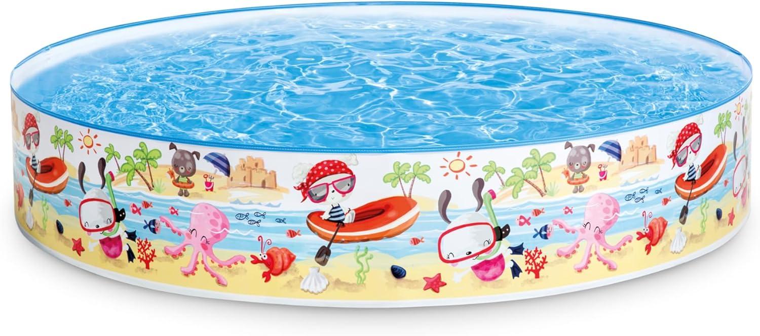 Beach Days Round Inflatable Kiddie Pool with Colorful Graphics