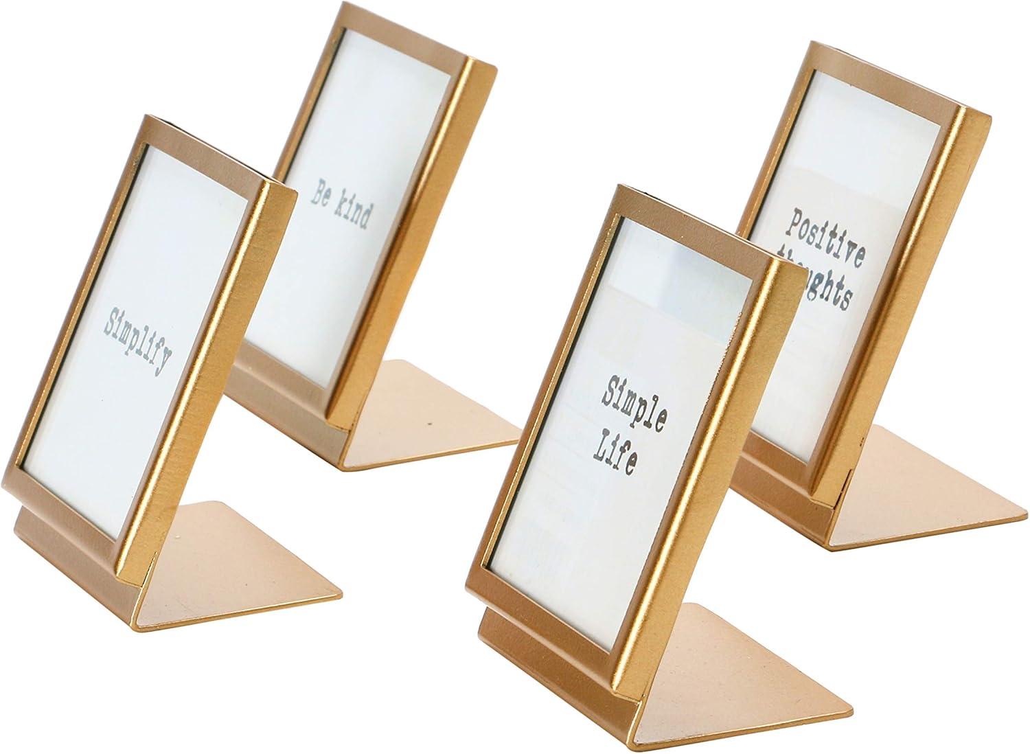 Gold Metal and Glass Tabletop Easel Frames with Sayings