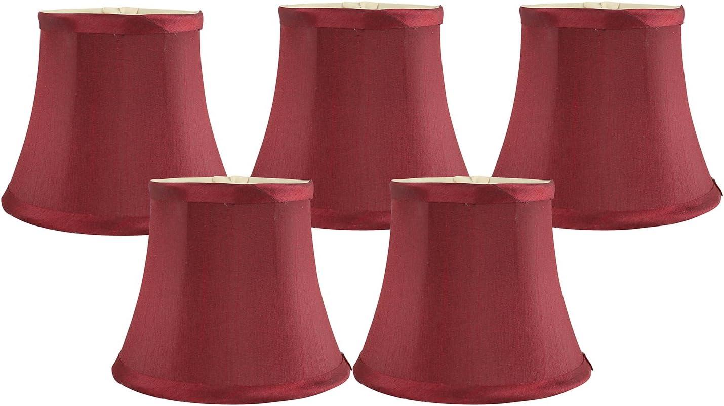 Meriville Set of 5 Burgundy Faux Silk Clip On Chandelier Lamp Shades, 4-inch by 6-inch by 5-inch