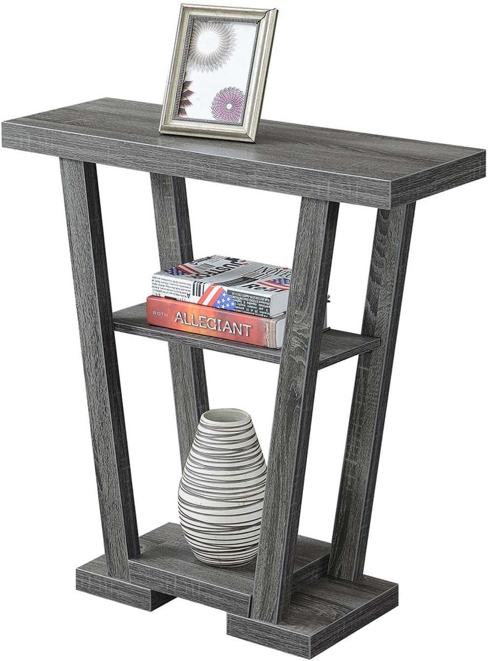 Newport Weathered Gray V-Shaped Console with Spacious Storage