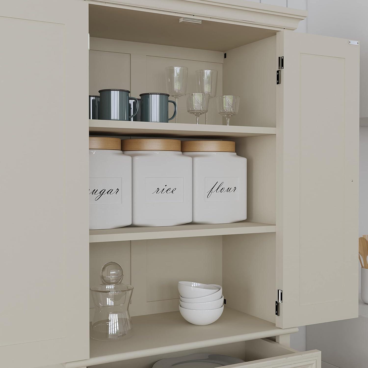Home Styles Dover Kitchen Pantry White : Hardwood Construction, 4-Door Design, Adjustable Shelves, 1 Drawer