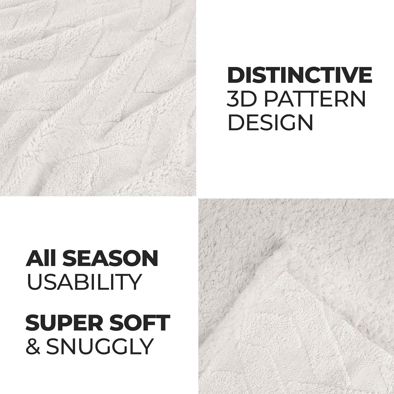 Superior Nuuk Fleece Reversible Lattice Blanket, Full/Queen, White