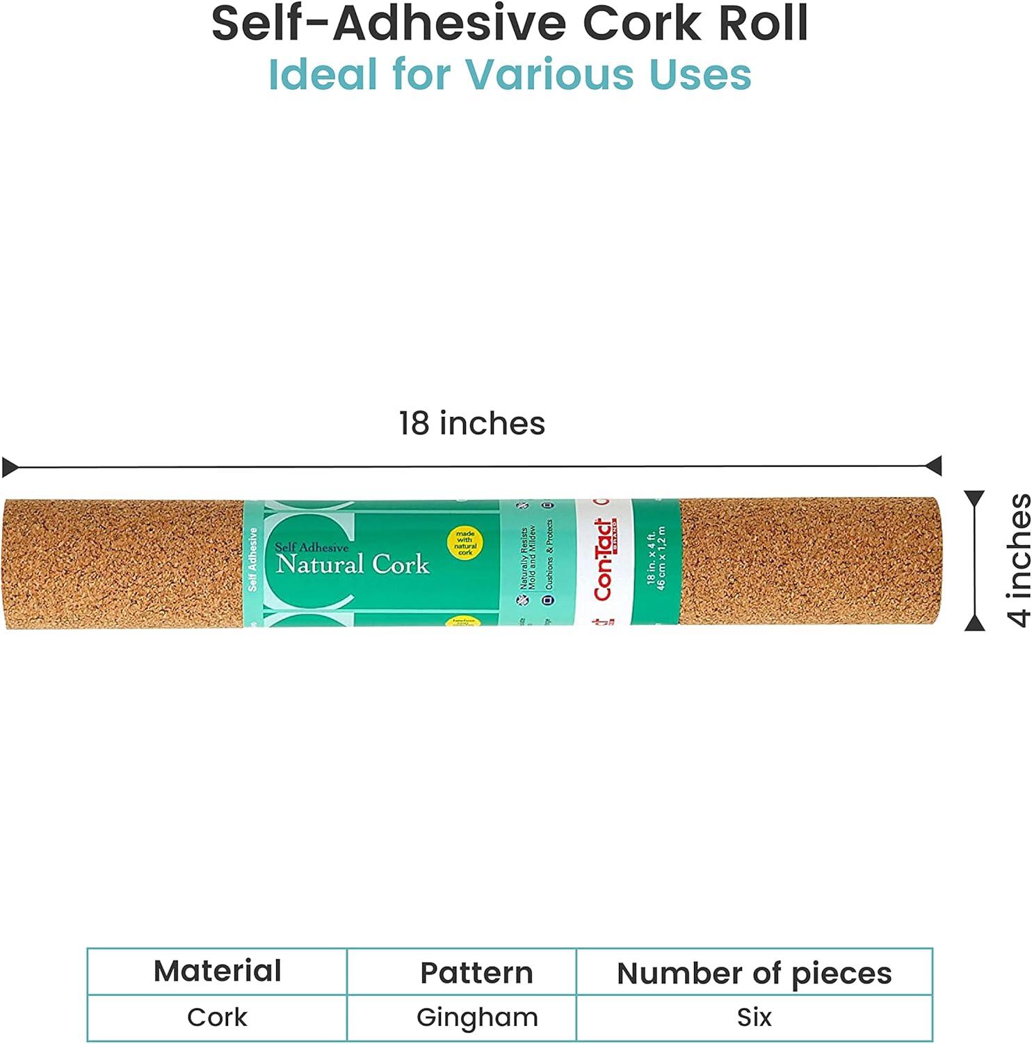 Brown Self-Adhesive Natural Cork Rolls Pack of 6