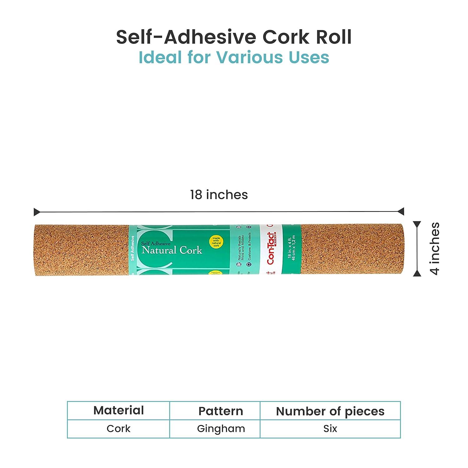 Brown Self-Adhesive Natural Cork Rolls Pack of 6