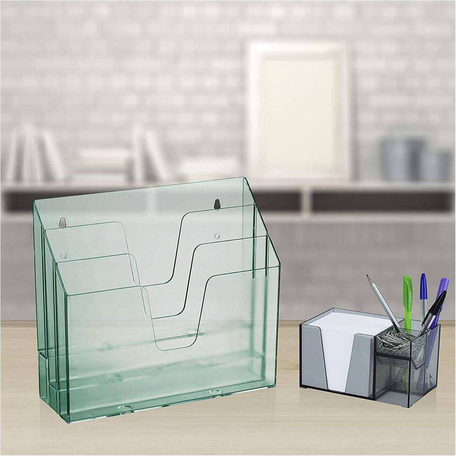 Acrimet Horizontal Triple File Folder Organizer (Clear Green Color)