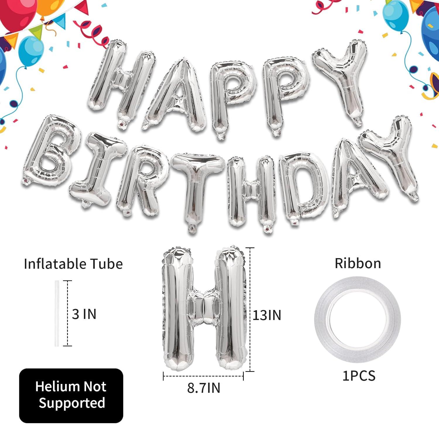 16 inch Happy Birthday Balloons Gold Balloon Banner Aluminum Foil Letters Banner Balloons for Party Supplies and Birthday Decorations